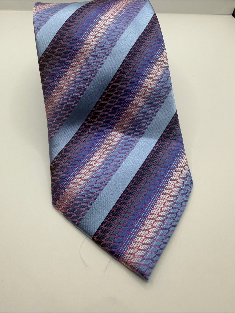 Steven Alan Purple and Light Blue Striped Silk Tie